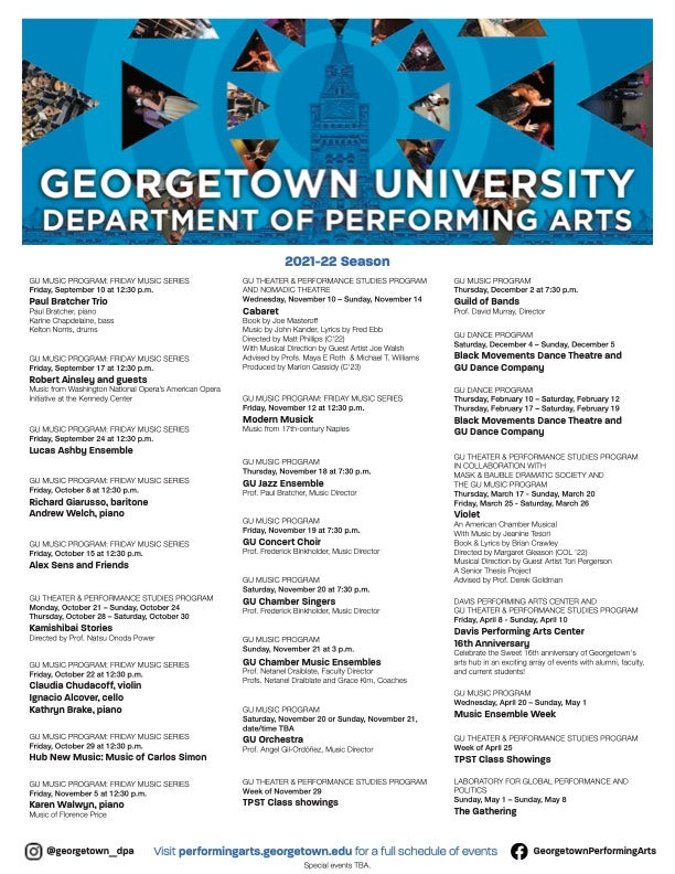 GU Department of Performing Arts information